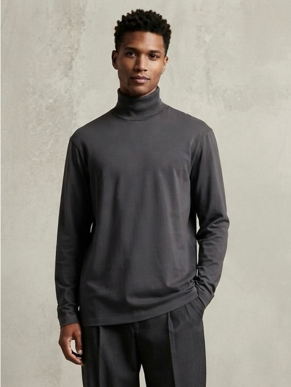 Willy Chavarria Lot of 2 Long Sleeve Turtlenecks Gray Cream Sz M/L